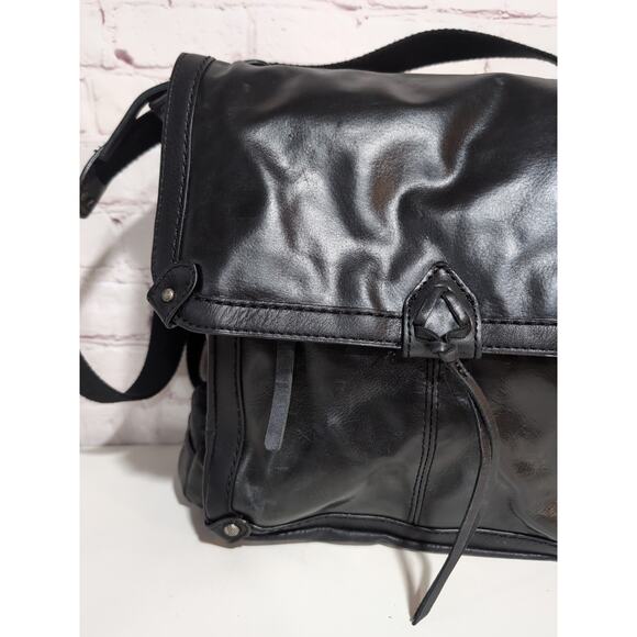 THE Sak Ventura Convertible Strap Backpack Black Leather Canvas Studs 2 straps - Picture 3 of 16